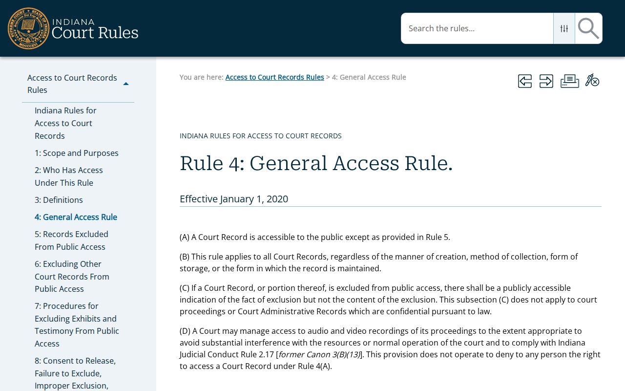 Rule 4 public access to Noble County court records