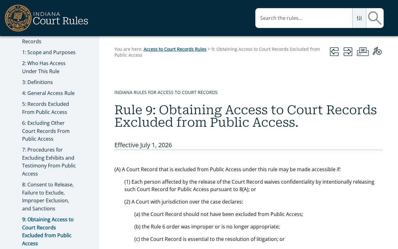 Rule 9 request for excluded Noble County court records