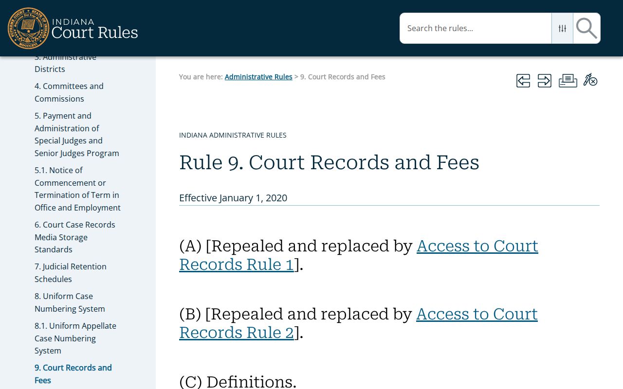 Noble County court schedule fields under Administrative Rule 9