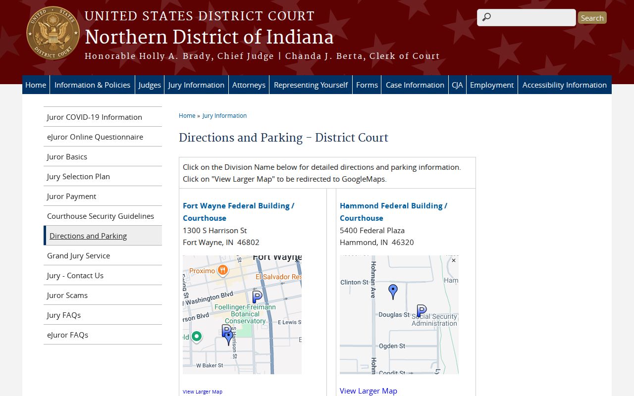 Noble County federal court record access page