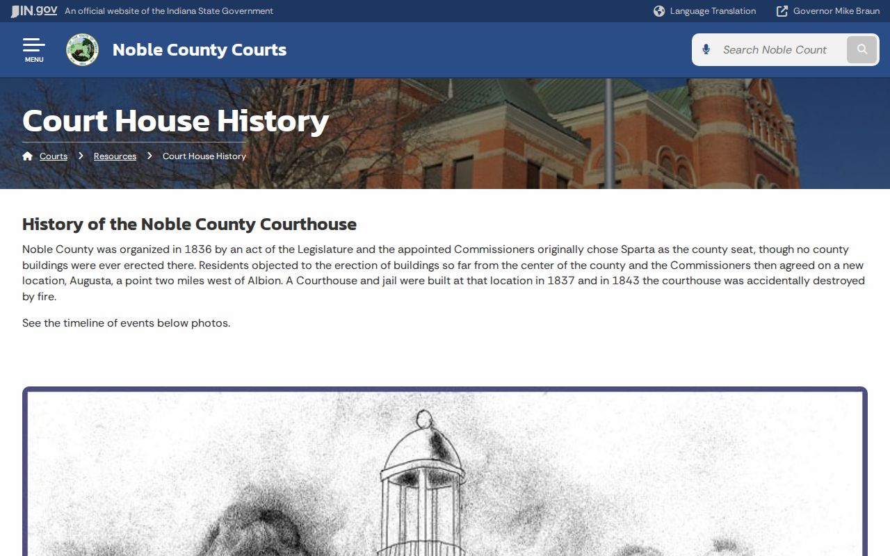 Noble County court docket courthouse history