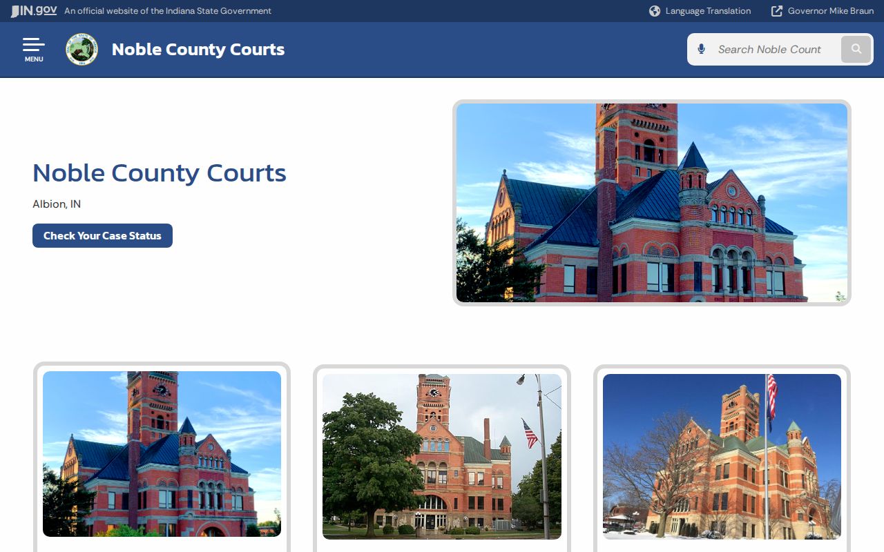 Noble County court docket three court landing page