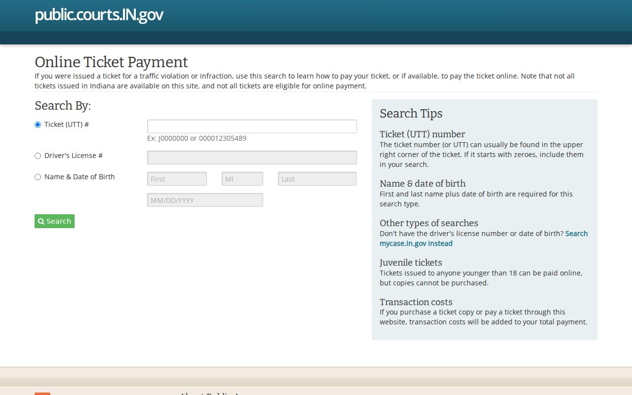 Noble County traffic court ticket payment search